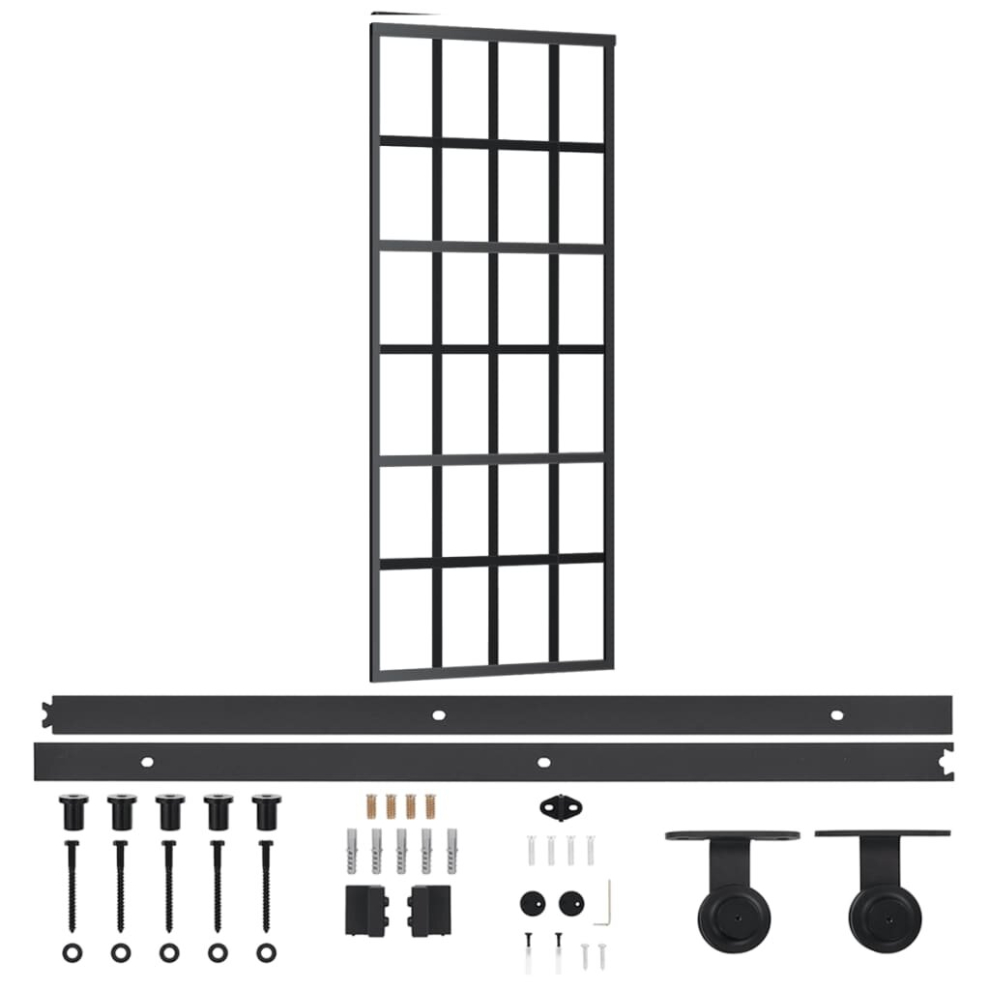 vidaXL Sliding Door with Hardware Set ESG Glass&Aluminium Sliding Door System