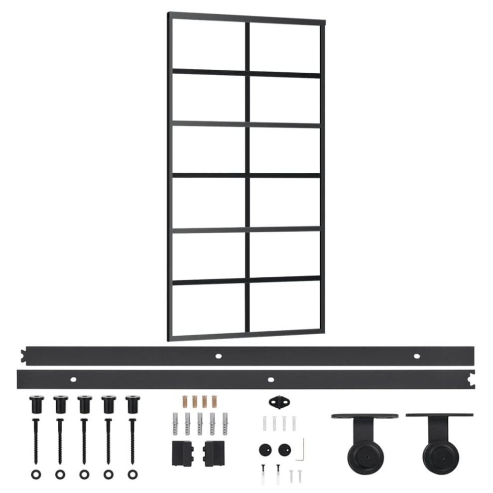 Vidaxl Sliding Door With Hardware Set Esg Glass&Aluminium Sliding Door System 8720286649169