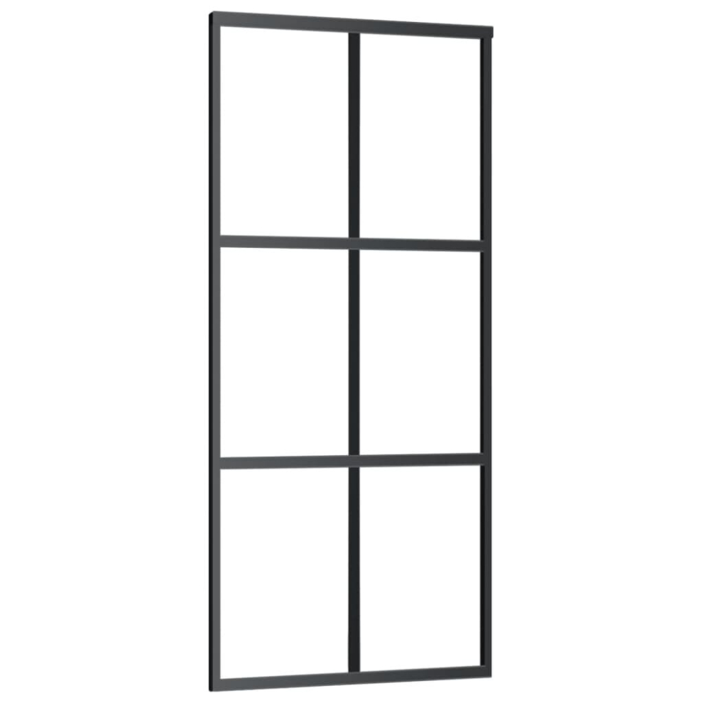 vidaXL Sliding Door Barn Door Sliding Door Panel ESG Glass and Aluminium Black