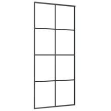 vidaXL Sliding Door Glass Door Sliding Barn Door Aluminium and ESG Glass Black