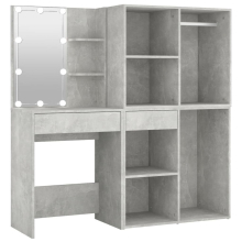 vidaXL LED Dressing Table with 2 Cabinets Concrete Grey Engineered Wood LED