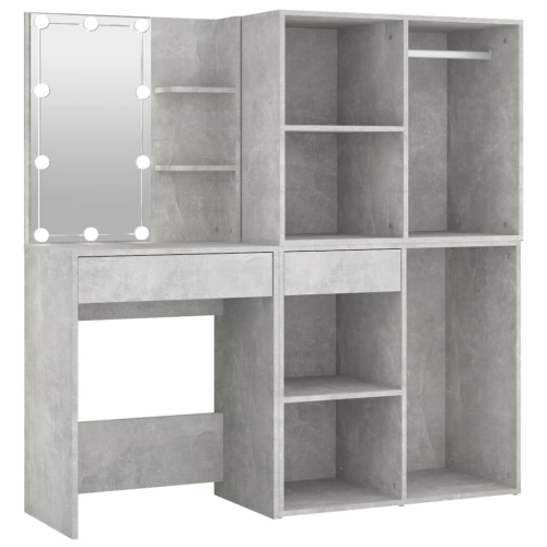 VidaXL vidaXL LED Dressing Table with 2 Cabinets Concrete Grey Engineered Wood LED
