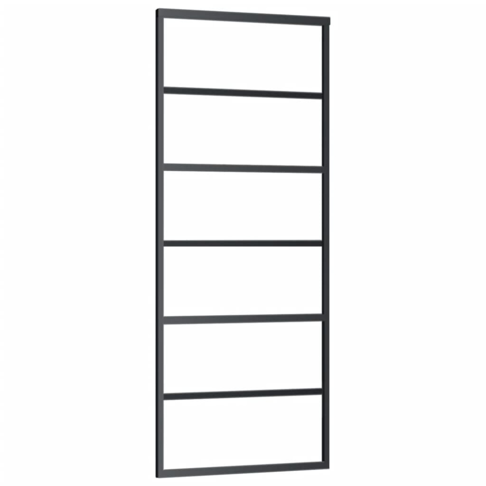vidaXL Sliding Door Barn Door Sliding Door Panel ESG Glass and Aluminium Black