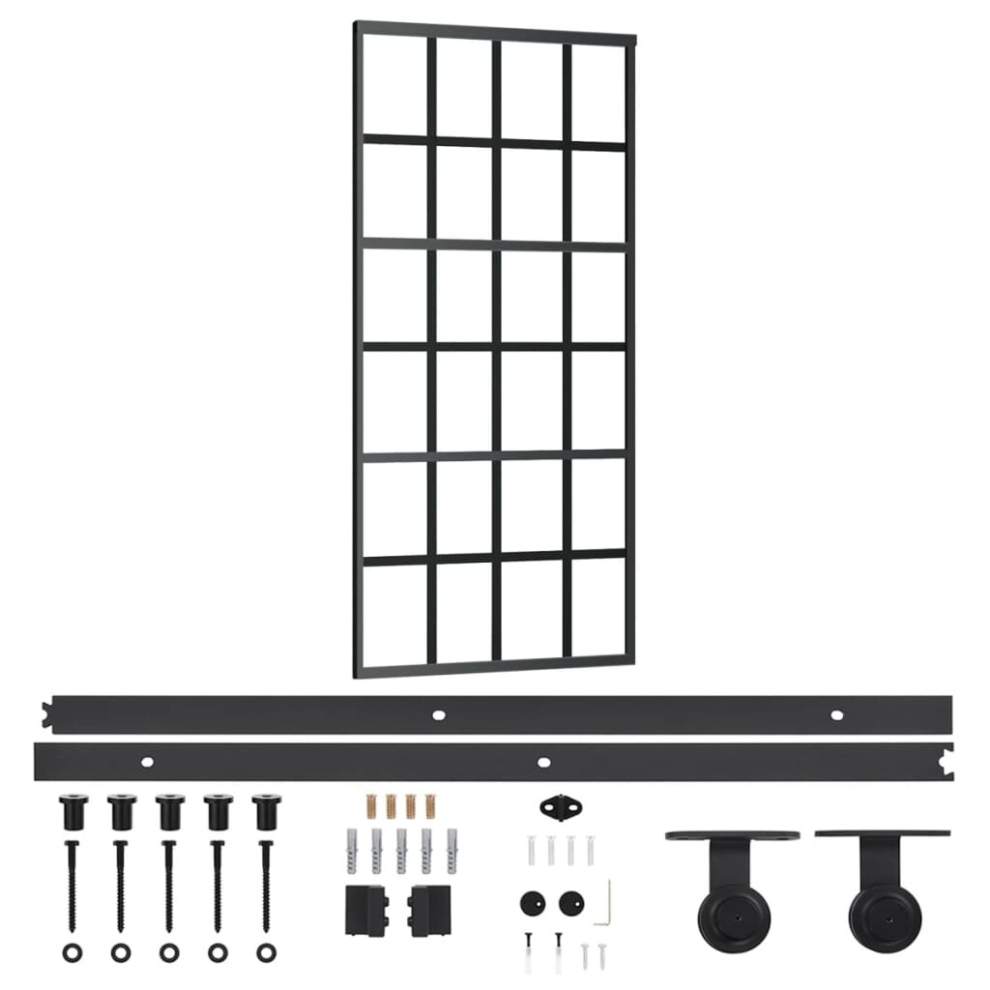 Vidaxl Sliding Door With Hardware Set Esg Glass&Aluminium Sliding Door System