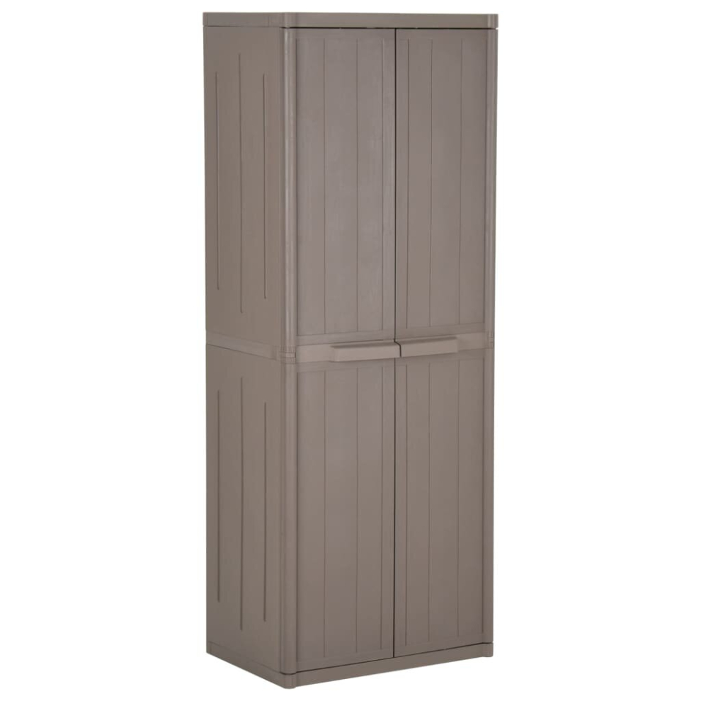 vidaXL Garden Storage Cabinet Brown PP Rattan Tool Organiser Shed Cabinet-image-OPC-P8VRKFX-NEW