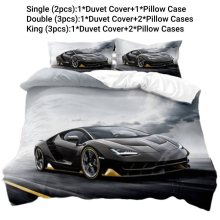 (Style F, Double) Sports Car Supercar Bedding Single Double Duvet Cover Pillow Cases Set Boy Gift