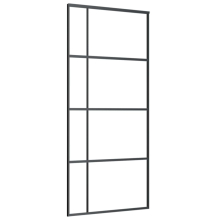 vidaXL Sliding Door Barn Door Sliding Door Panel ESG Glass and Aluminium Black