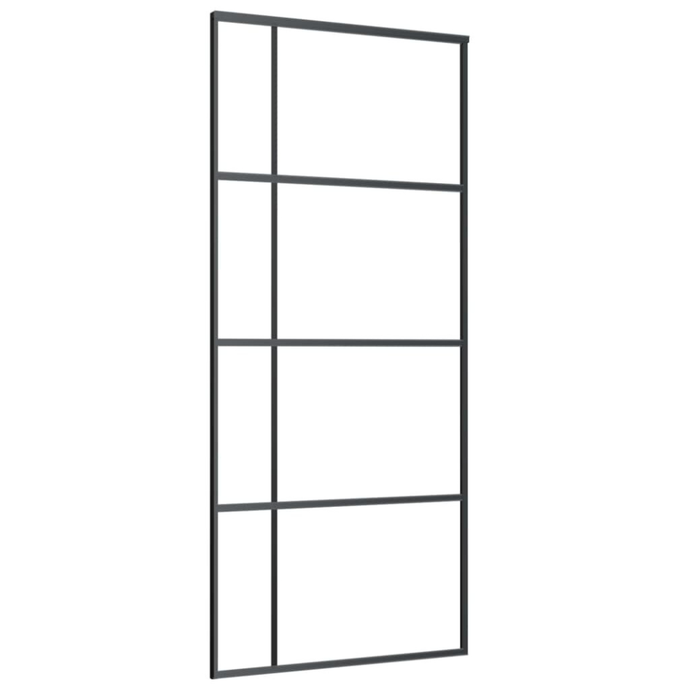 vidaXL Sliding Door Barn Door Sliding Door Panel ESG Glass and Aluminium Black