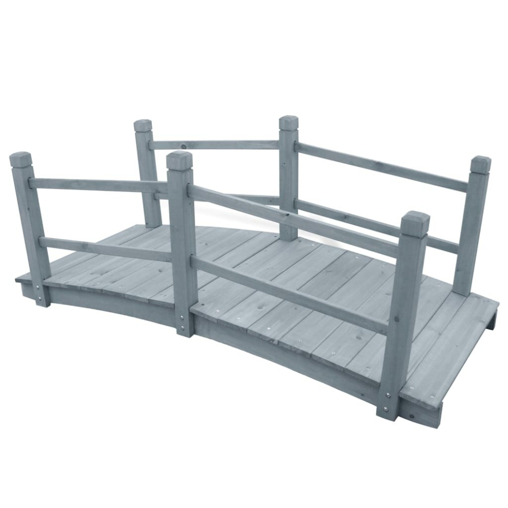 Vidaxl Solid Firwood Garden Bridge Outdoor Lawn Patio Wooden Decor Bridge Grey