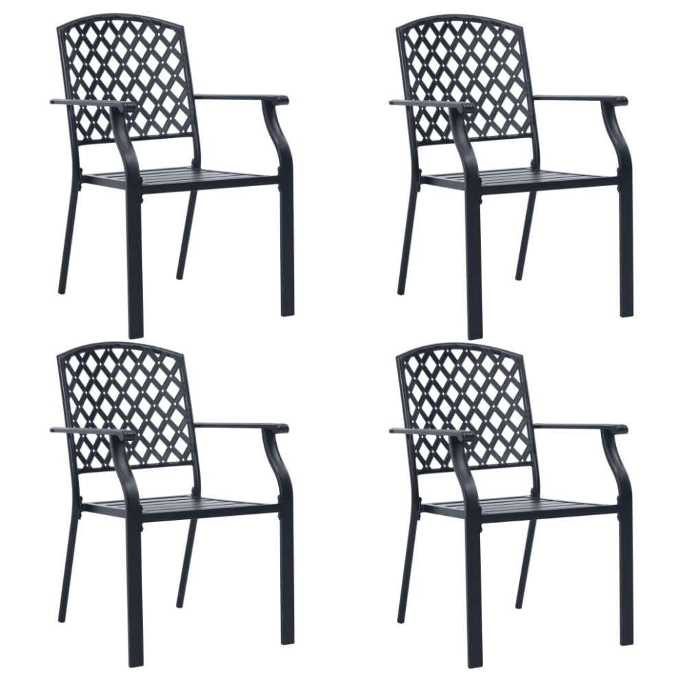 vidaXL 4x Outdoor Chairs Mesh Design Steel Black Patio Garden Dining Seat