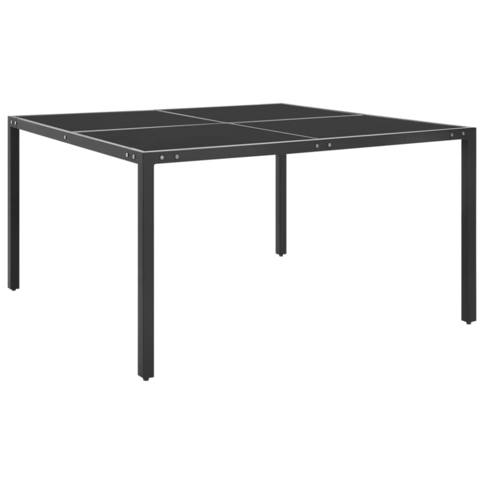 vidaXL Garden Table Anthracite Steel and Glass Outdoor Patio Dinner Table