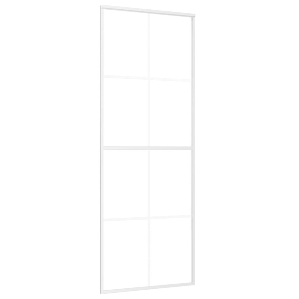 vidaXL Sliding Door Frosted ESG Glass and Aluminium 76x205 cm White Barn Door