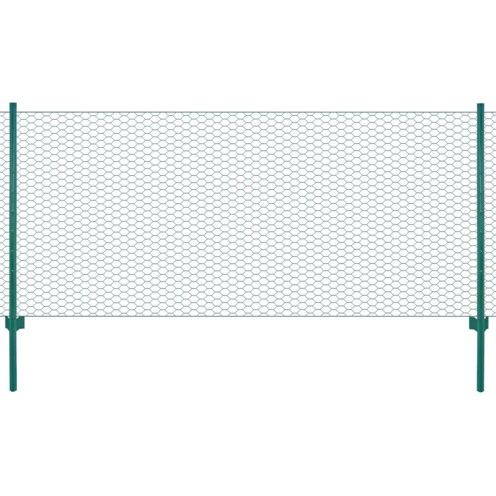 Vidaxl Wire Mesh Fence With Posts Steel 25X0.75m Green Outdoor Field Enclosure 8718475738947