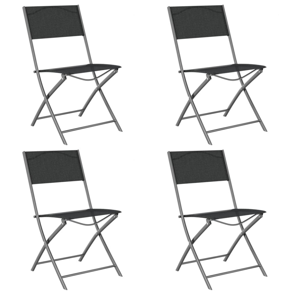 (black, 4) vidaXL 2/4x Folding Outdoor Chairs Steel and Textilene Dining Chair Grey/Black