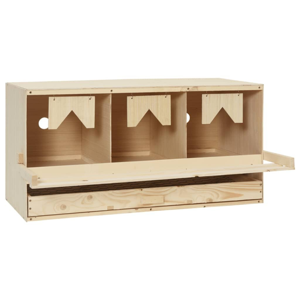 Vidaxl Solid Pine Wood Chicken Laying Nest 3 Compartments Poultry Laying Nest