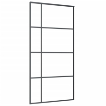 vidaXL Sliding Door Interior Barn Door Frosted ESG Glass and Aluminium Black