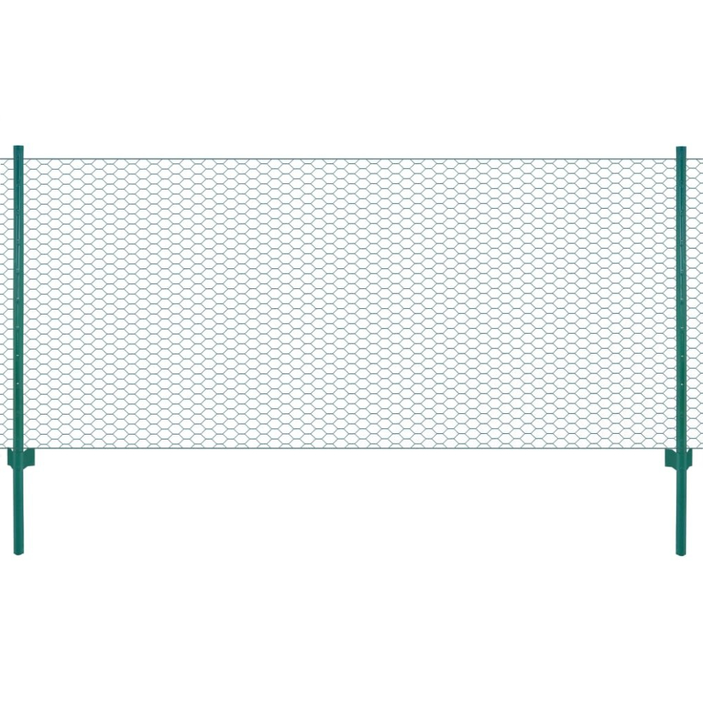 vidaXL Wire Mesh Fence with Posts Steel 25x0.75m Green Outdoor Field Enclosure