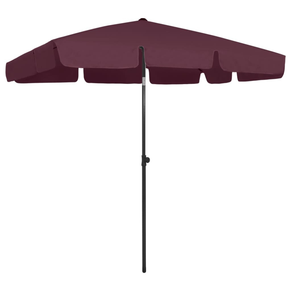 vidaXL Beach Umbrella Bordeaux Red Patio Oparasol Sun Shelter Sunshade Outdoor