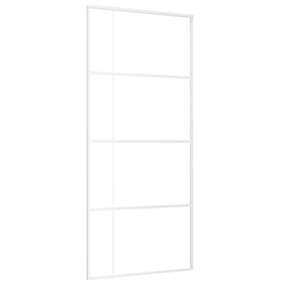 vidaXL Sliding Door ESG Glass and Aluminium 90x205 cm White Interior Door