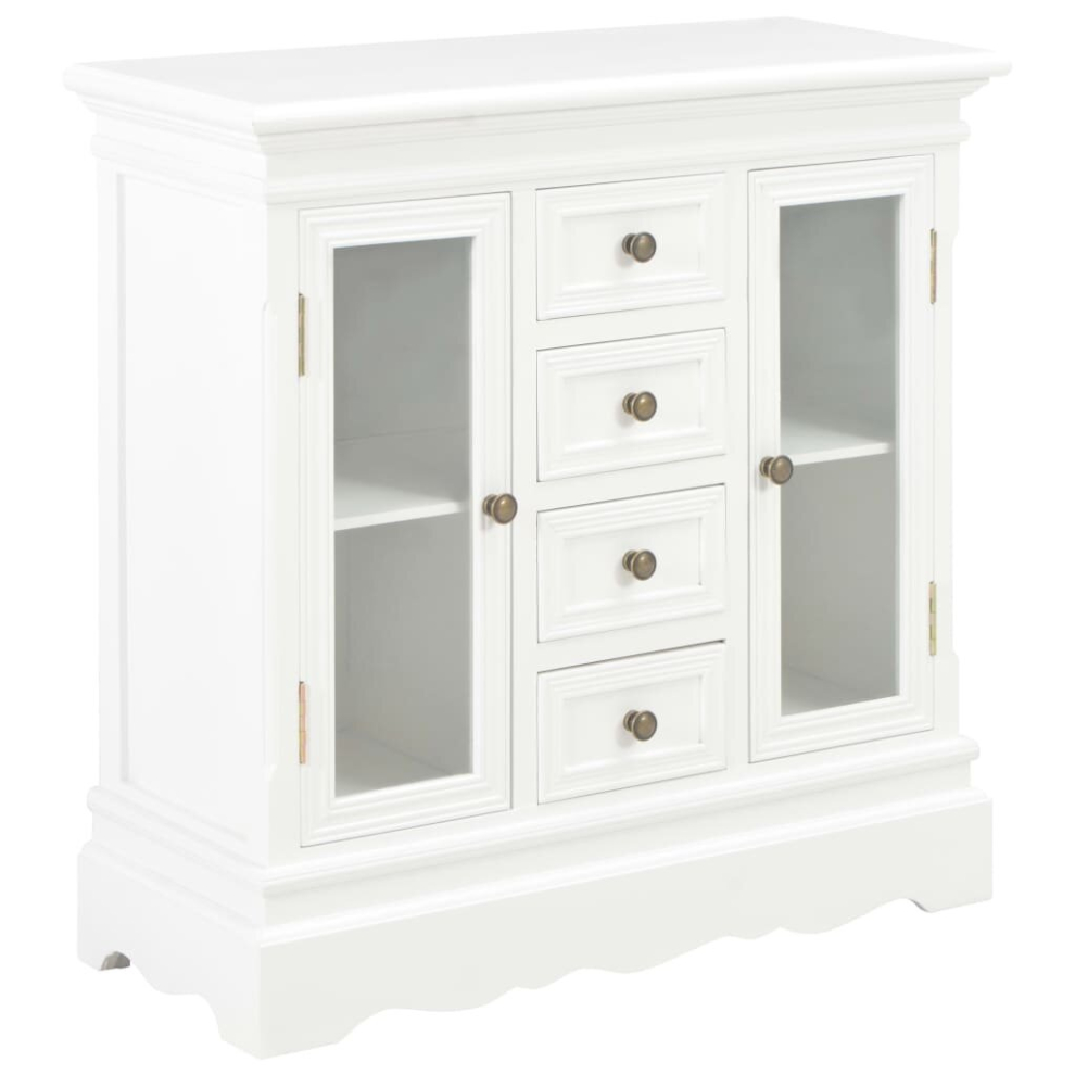 Vidaxl Solid Pine Wood Sideboard White Storage Organiser Cabinet Dresser Unit