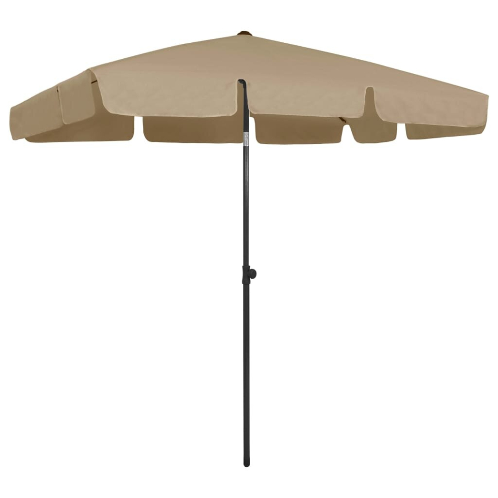 Vidaxl Beach Parasol Outdoor Umbrella Sun Shelter Patio Canopy Sunshade Taupe
