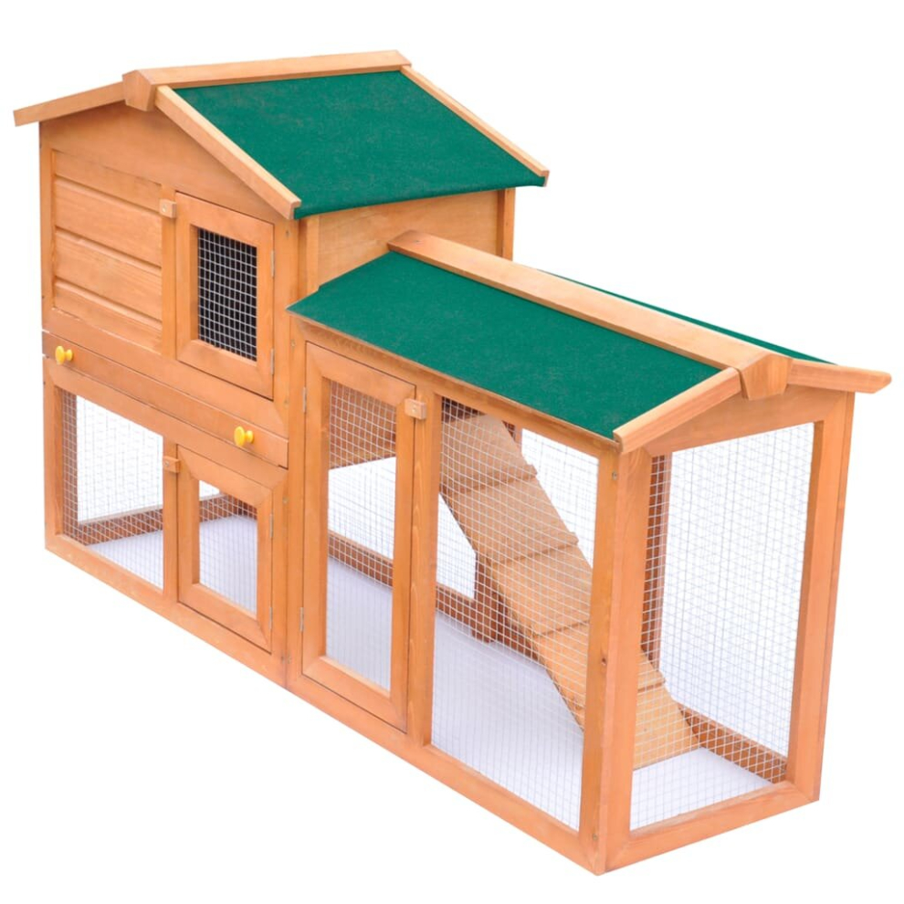 vidaXL Outdoor Large Rabbit Hutch Small Animal House Pet Cage Wood Habitat