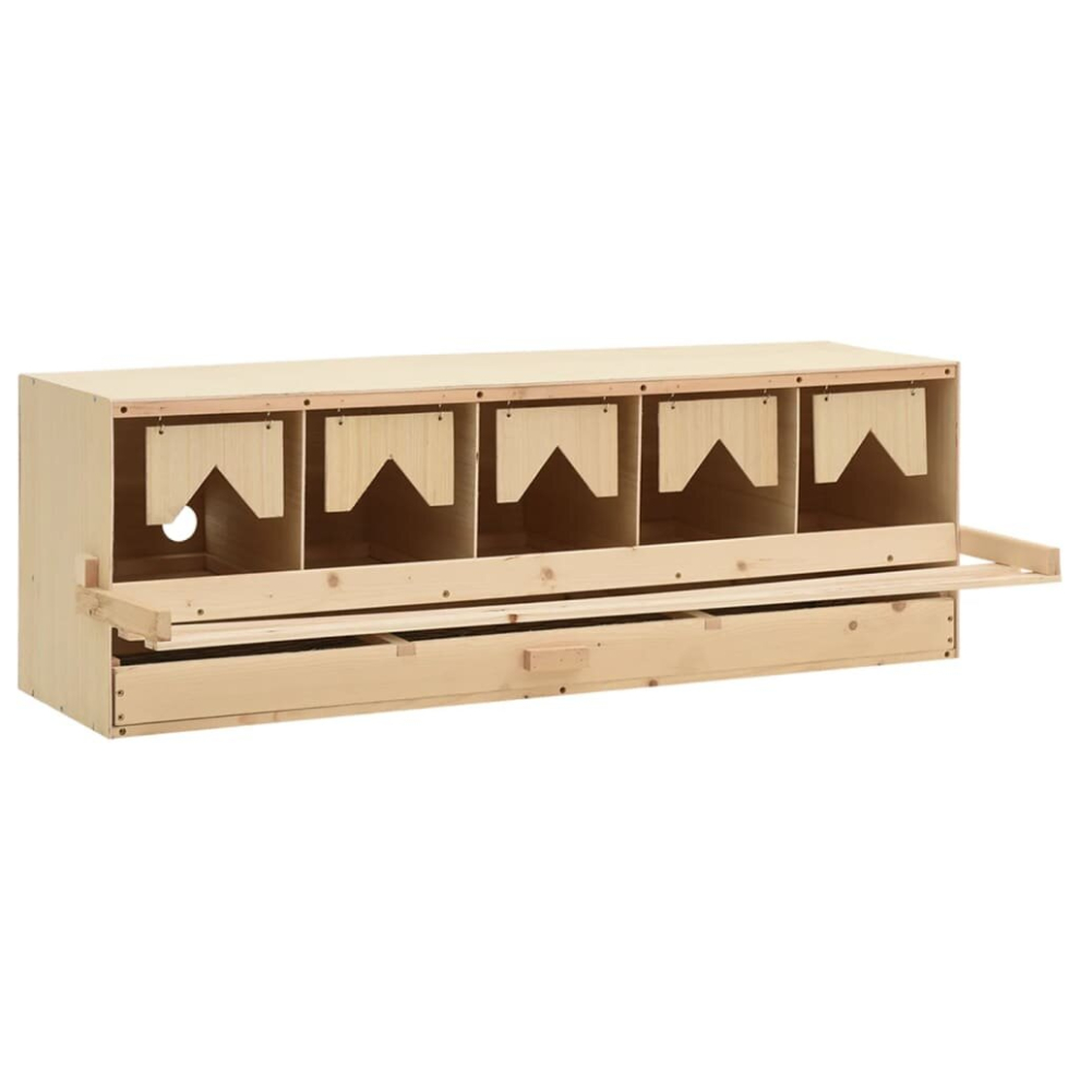 Vidaxl Solid Pine Wood Chicken Laying Nest 5 Compartments Poultry Laying Nest