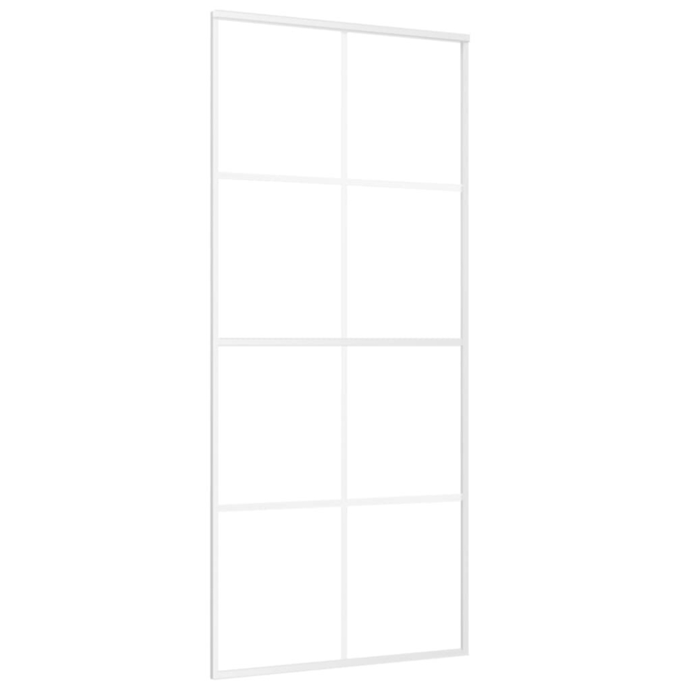 vidaXL Sliding Door Frosted ESG Glass and Aluminium 90x205 cm White Barn Door