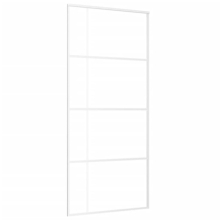 vidaXL Sliding Door Frosted ESG Glass and Aluminium 90x205 cm White Barn Door