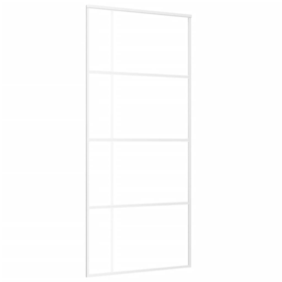 vidaXL Sliding Door Frosted ESG Glass and Aluminium 90x205 cm White Barn Door