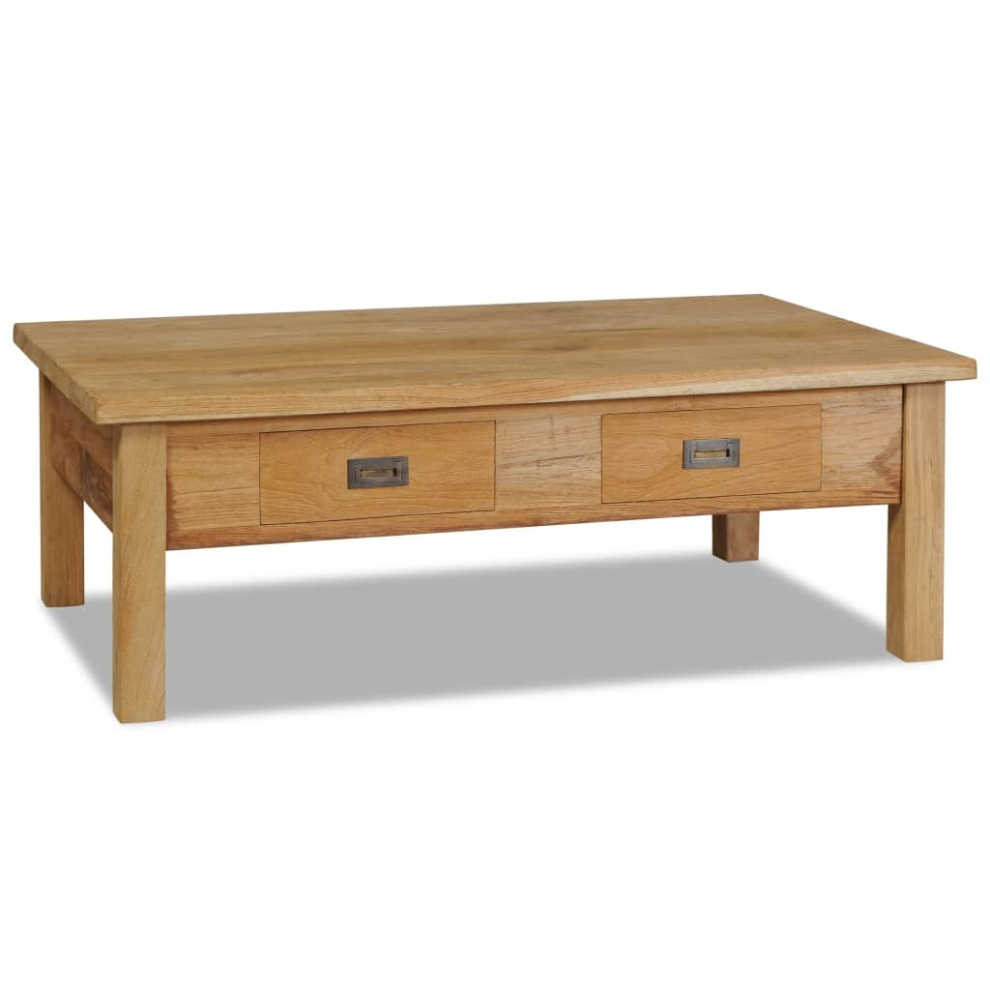 vidaXL Solid Teak Coffee Table 100x60x35 cm Home Office Couch Table 2 Drawers