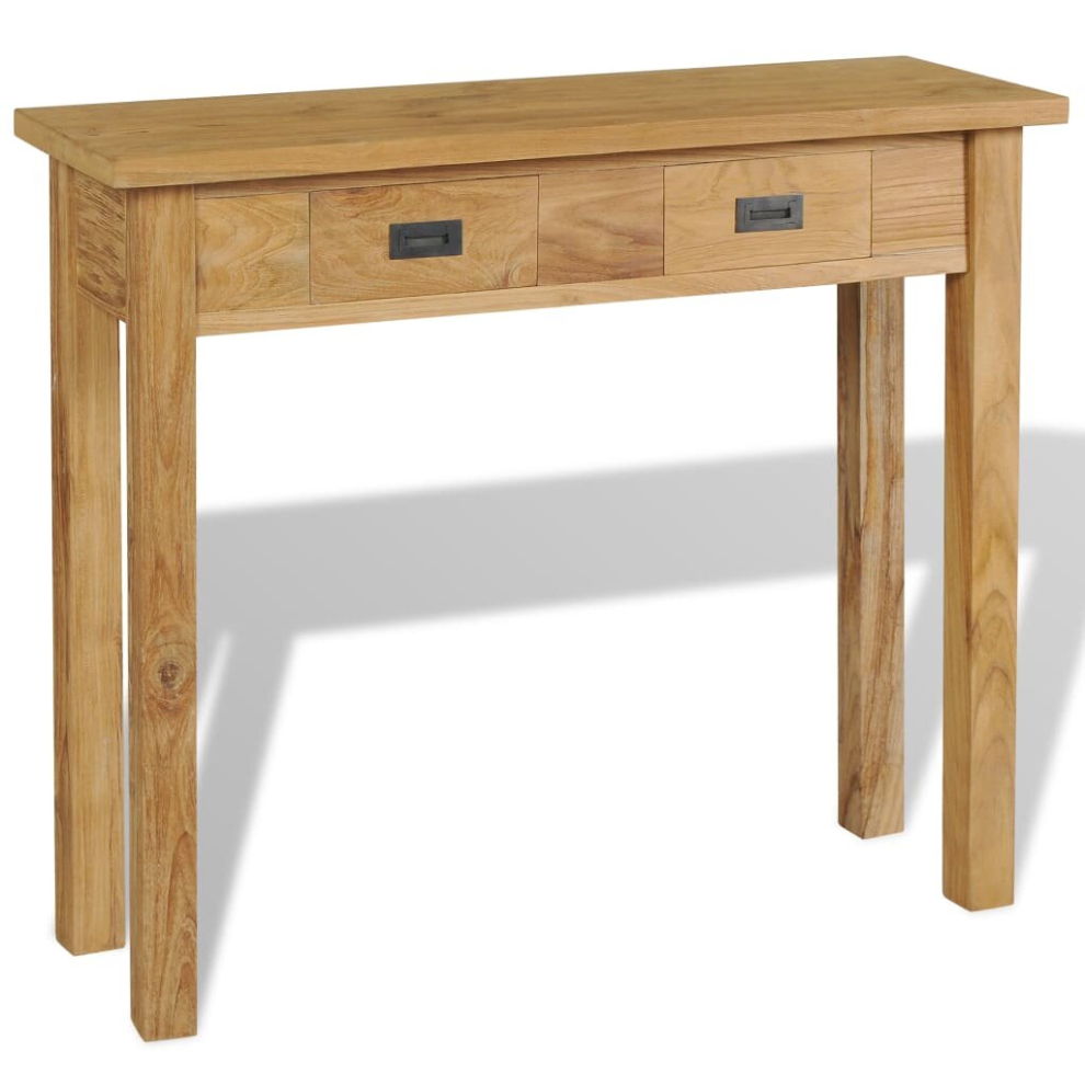 vidaXL Solid Teak Console Table 90x30x80 cm Side End Dressing Desk 2 Drawers