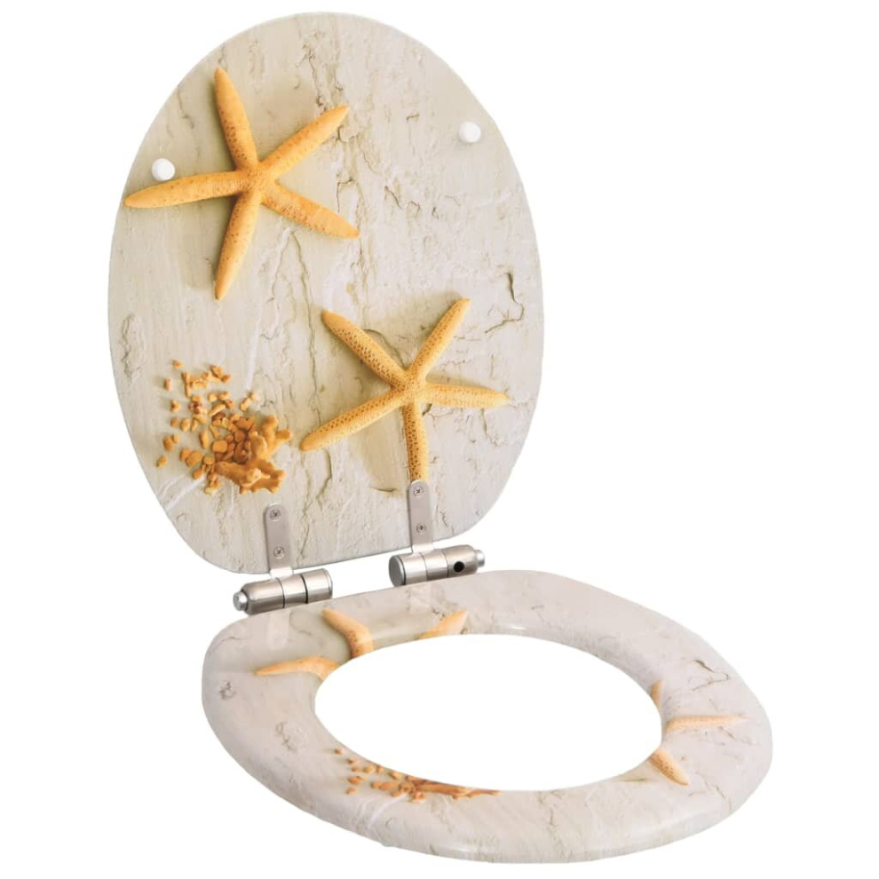 vidaXL WC Toilet Seat with Soft Close Lid Bathroom Bidet MDF Starfish Design