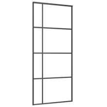vidaXL Sliding Door Interior Barn Door Frosted ESG Glass and Aluminium Black
