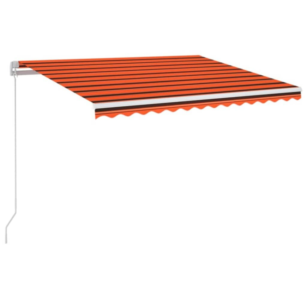 Vidaxl Manual Retractable Awning With Led 350X250 Cm And Shelter Orange/Brown