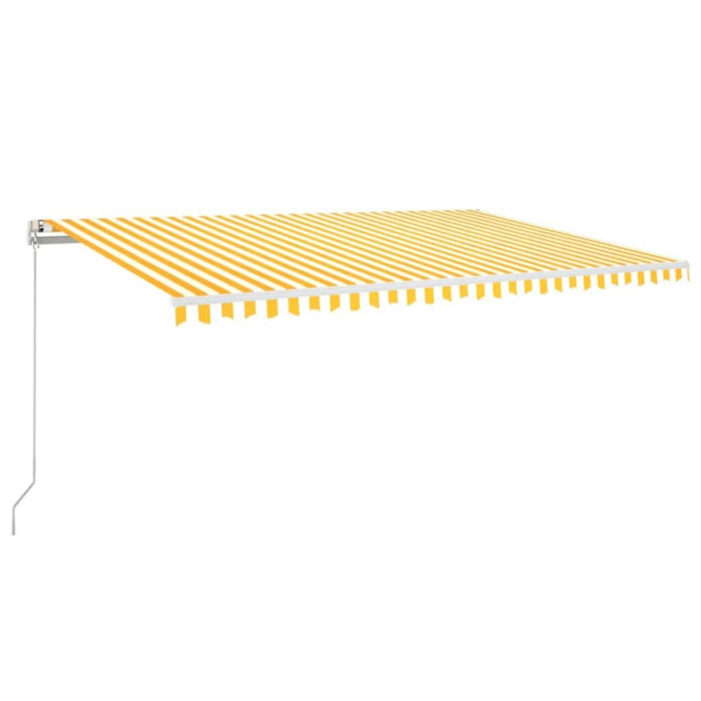 vidaXL Manual Retractable Awning With LED 500x300 Cm Yellow And White Shelter