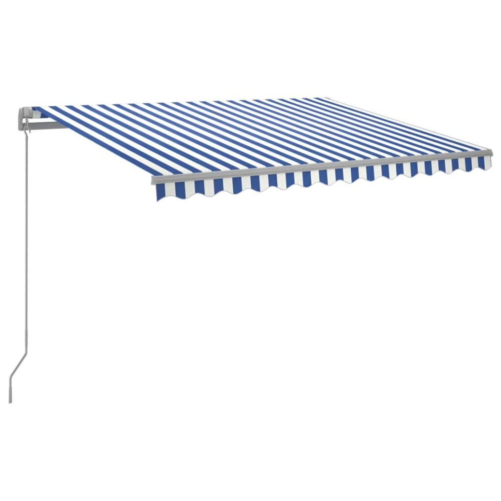 Vidaxl Manual Retractable Awning With Led 300X250 Cm Blue And White Shade