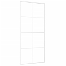 vidaXL Sliding Door ESG Glass and Aluminium 90x205 cm White Barn Interior Door