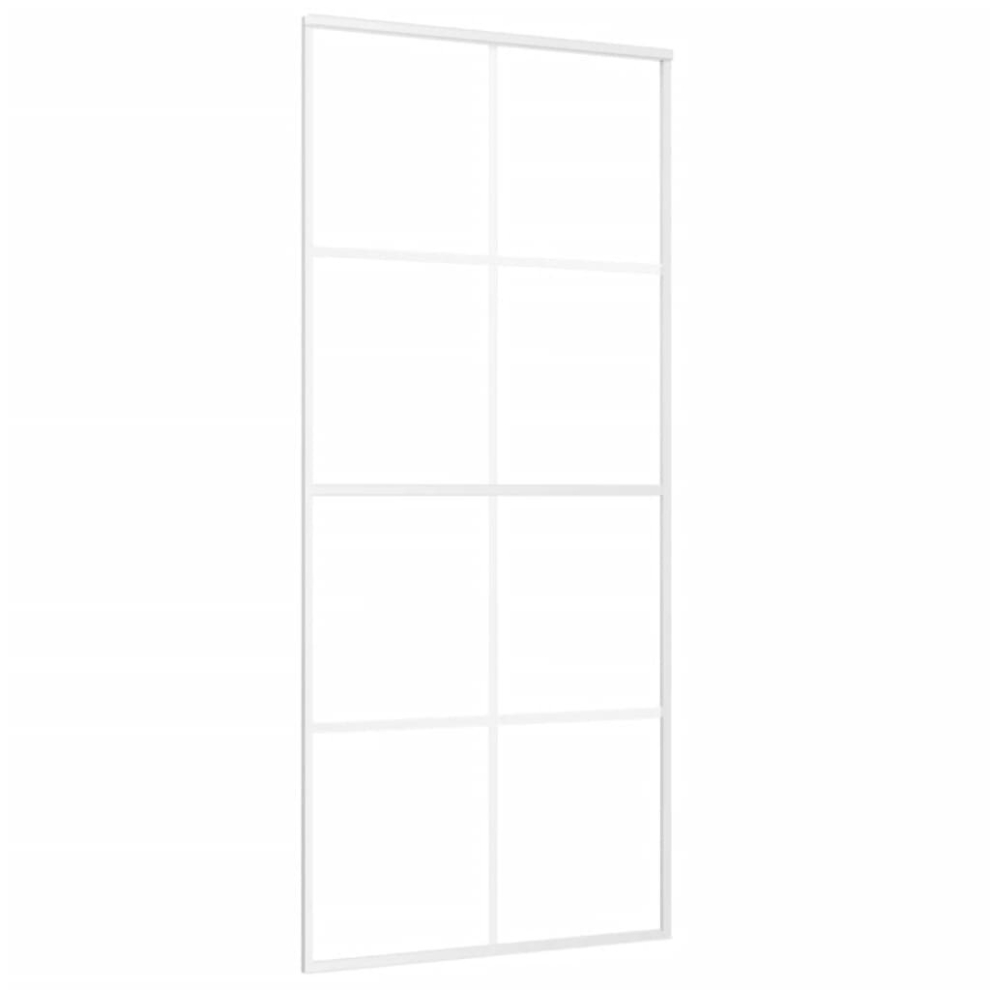 vidaXL Sliding Door ESG Glass and Aluminium 90x205 cm White Barn Interior Door