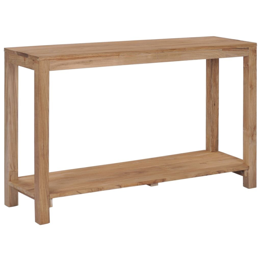 vidaXL Solid Teak Wood Console Table 120cm With Shelf Hall Side Display Stand