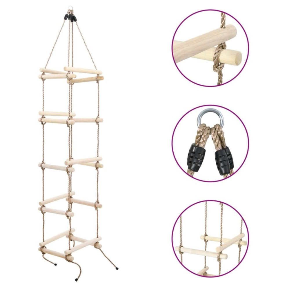 vidaXL Kids Rope Ladder 200cm Wood Baby Hanging Ladders Swing Climbing Wall