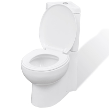 vidaXL WC Ceramic Bathroom Corner Toilet White Soft-close Seat Water Saving