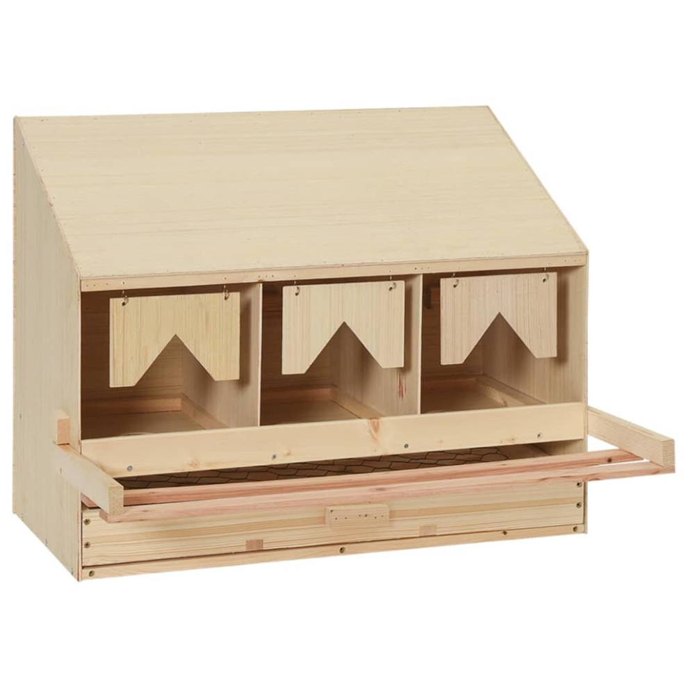 vidaXL Solid Pine Wood Chicken Laying Nest 3 Compartments Poultry Laying Nest