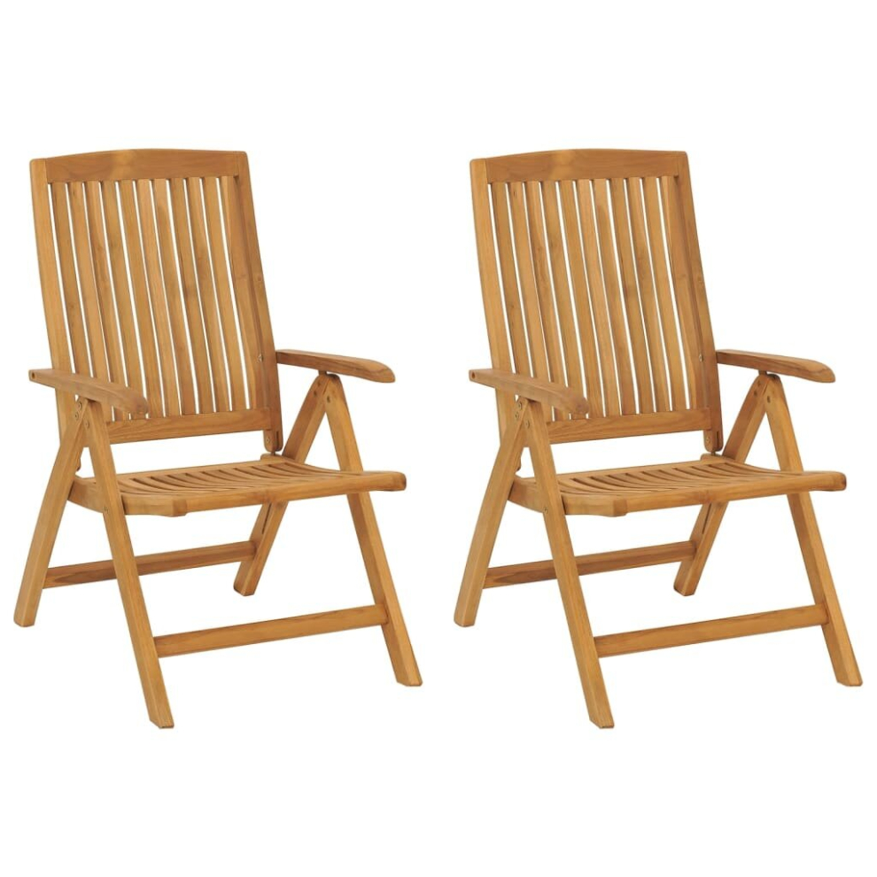 Vidaxl 2X Reclining Garden Chair Solid Wood Teak Patio Folding Recliner Chair