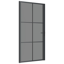 vidaXL Innentür 102,5x201,5 cm Schwarz ESG-Glas und Aluminium