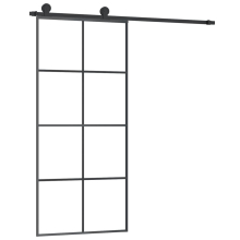 (4x2 grids, 90 x 205 cm) vidaXL Sliding Door with Hardware Set Multi Sizes 3 Horizontal Bars/4x2 Grids