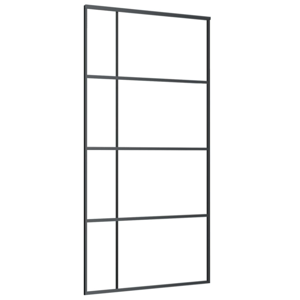 vidaXL Sliding Door Barn Door Sliding Door Panel ESG Glass and Aluminium Black