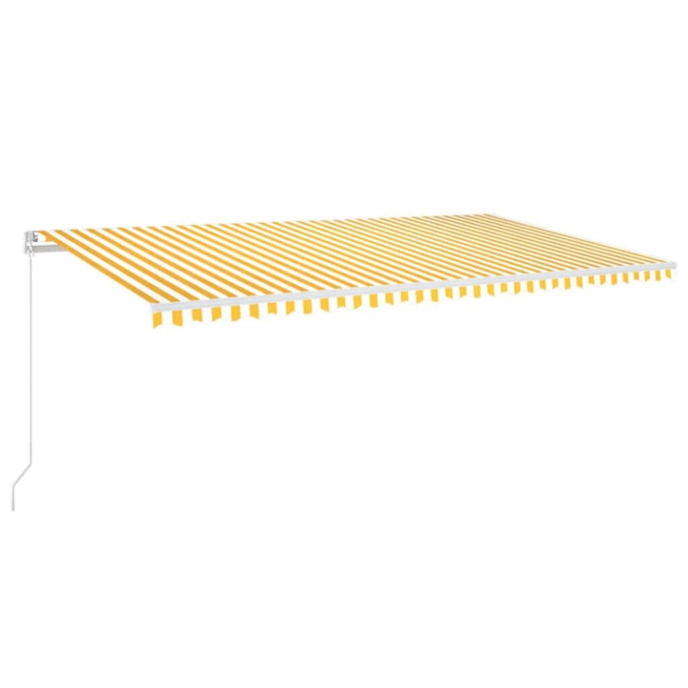 Vidaxl Manual Retractable Awning With Led 600X350 Cm Yellow And White Shelter