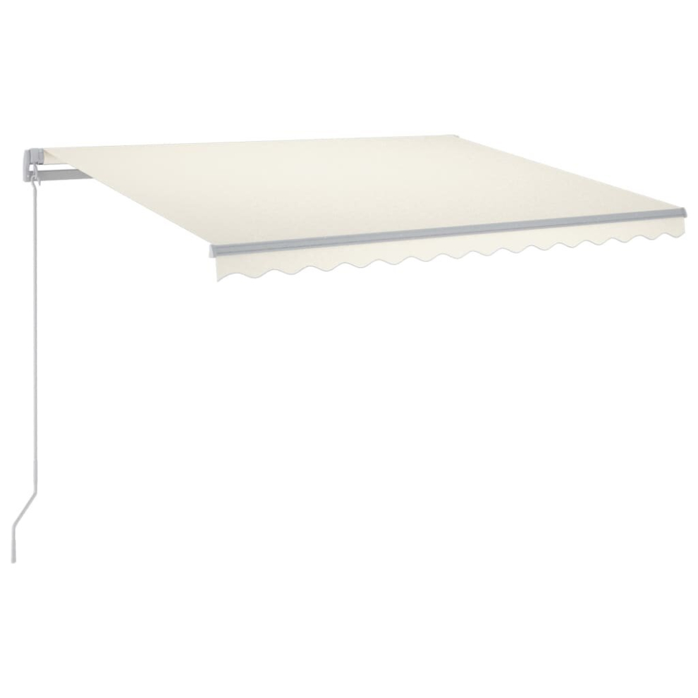 vidaXL Manual Retractable Awning with LED 300x250 cm Cream Patio Sun Shade
