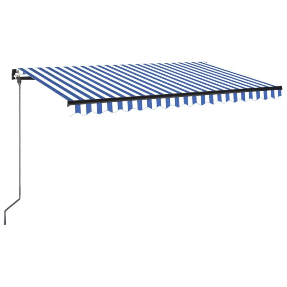 Vidaxl Manual Retractable Awning With Led 400X350 Cm Blue And White Outdoor